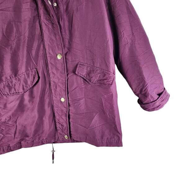 Woman Within Womens Hooded Winter Coat Purple Faux Fur Trim & Pockets 14/16 - Picture 5 of 7